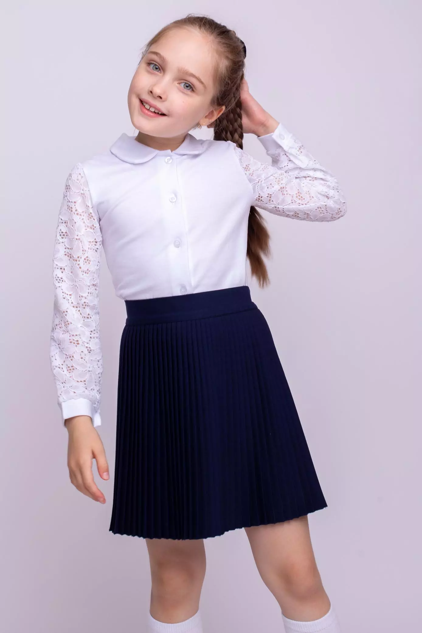 Блузка для девочки с длинным рукавом (0007_ШК21)